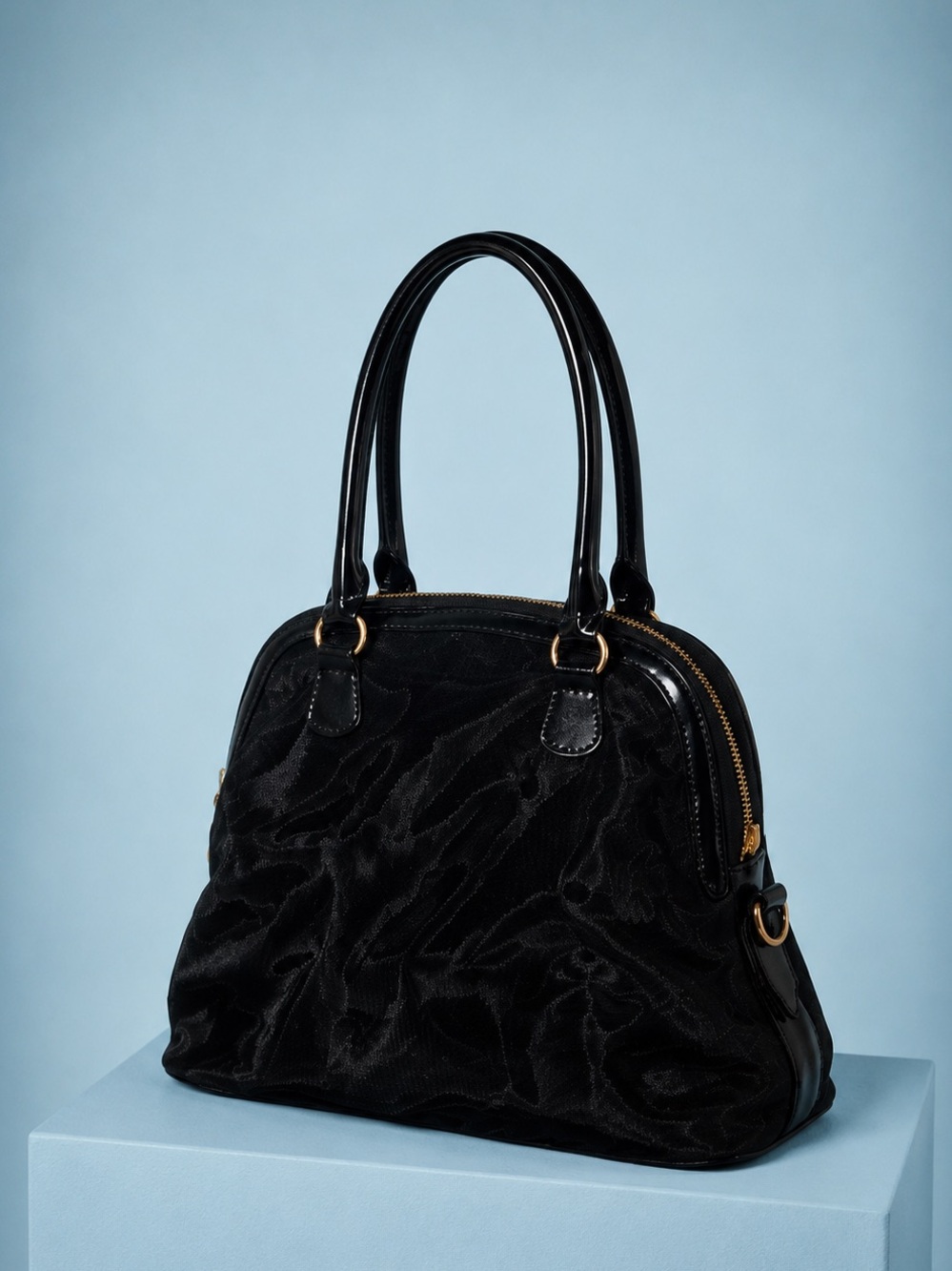 Valentino Garavani Petale Dome Tote Black Floral Appliqué Flower Tulle Mesh Bag🖤 - Picture 3 of 16